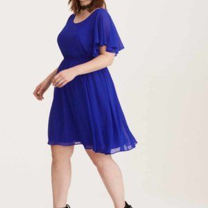 Torrid Size 0 Cobalt Blue Chiffon Skater Dress